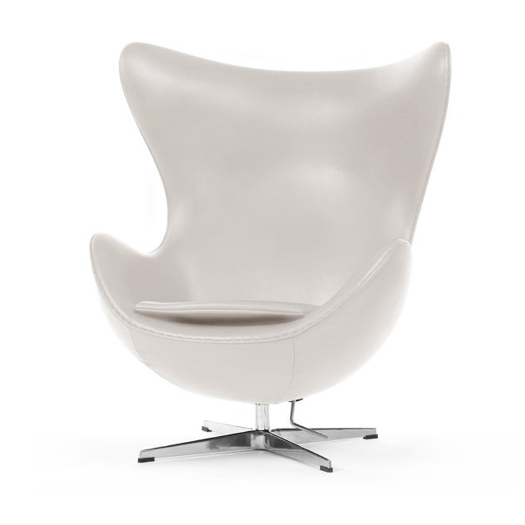 Arne Jacobsen style, Lounge stoel Egg stoel Leder ivoor donkerblauw