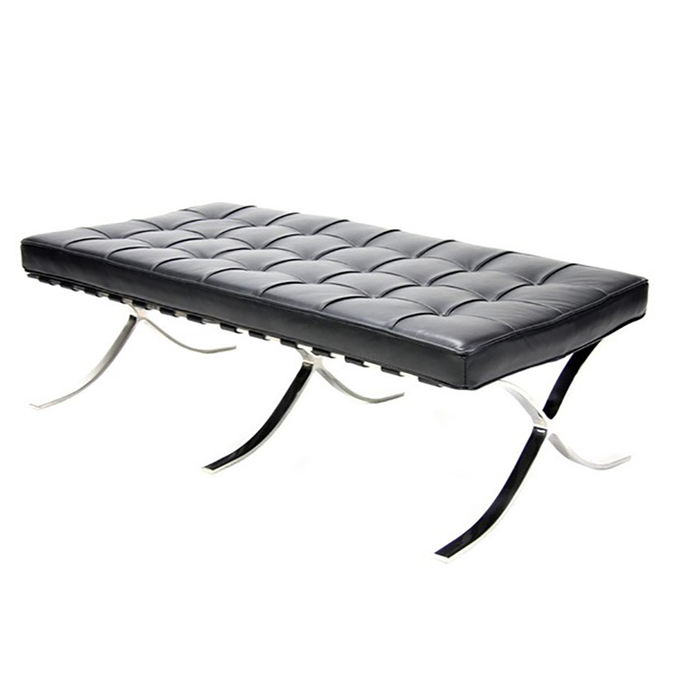 Ludwig Mies vd Rohe style, Bank Barcelona Pavillion Ottoman zwart