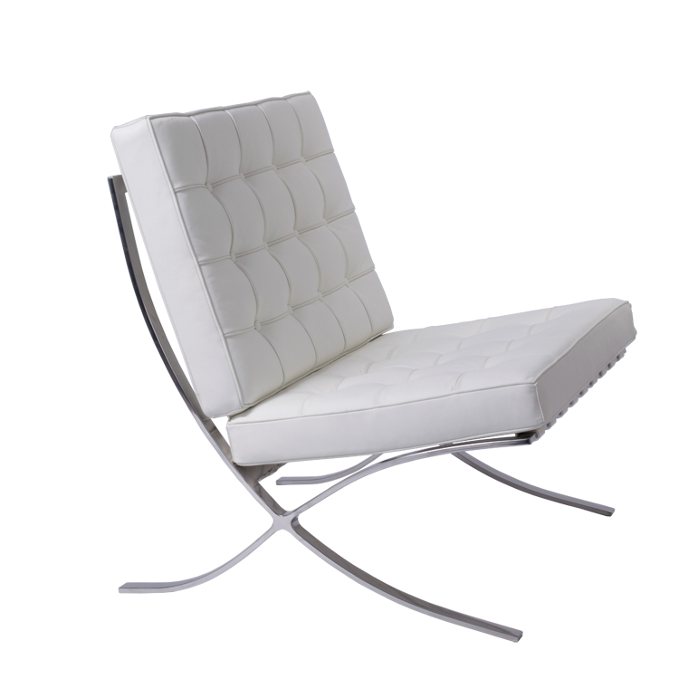 Ludwig Mies vd Rohe style, Lounge stoel Barcelona Pavillion wit