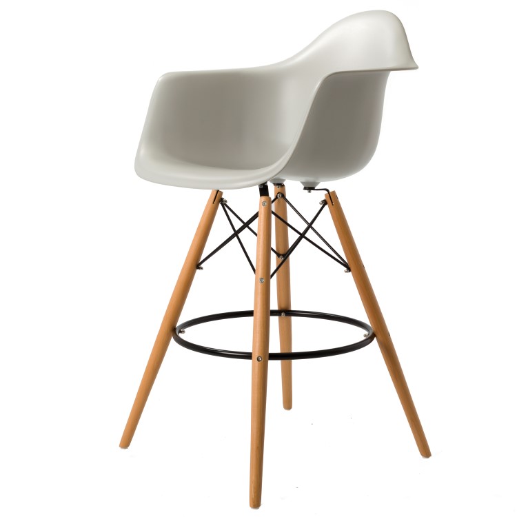 Charles Eames style, Barkruk DAW PP lichtgrijs