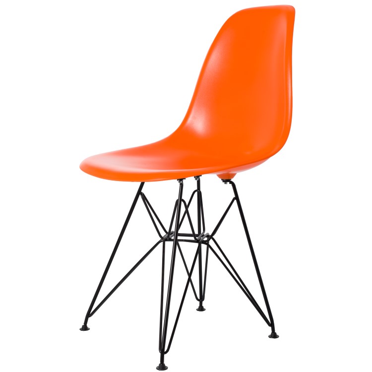 Charles Eames style, Eetkamerstoel DSR Zwart frame ABS oranje