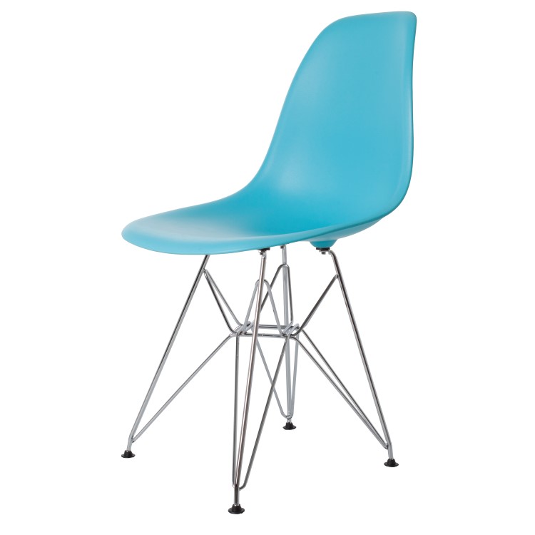 Charles Eames style, Eetkamerstoel DSR mat PP neon blauw