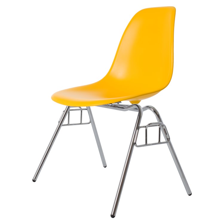Charles Eames style, Eetkamerstoel DSS mat PP geel