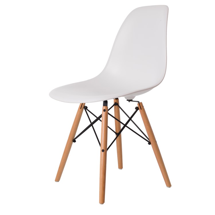 Charles Eames style, Eetkamerstoel DSW mat PP wit
