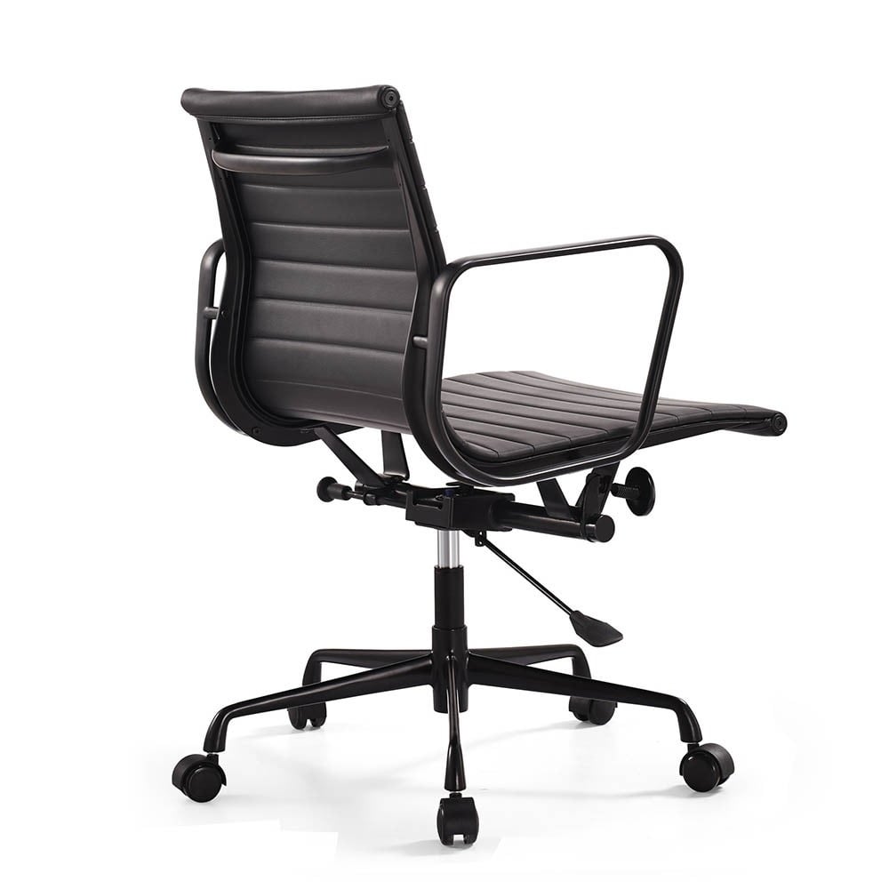 Charles Eames style, Bureaustoel EA117 Leder zwart frame zwart