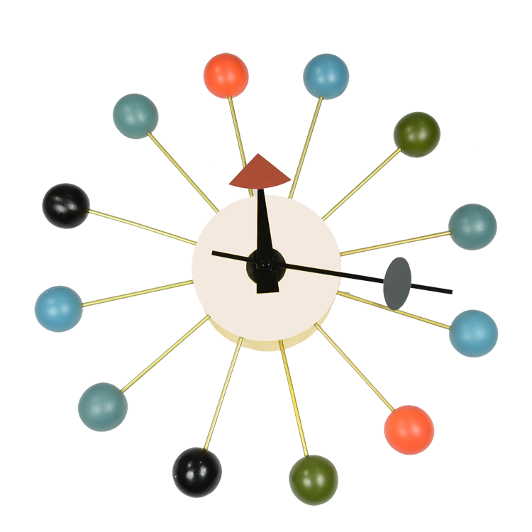 George Nelson style, Wandklok Ball Klok veelkleurig