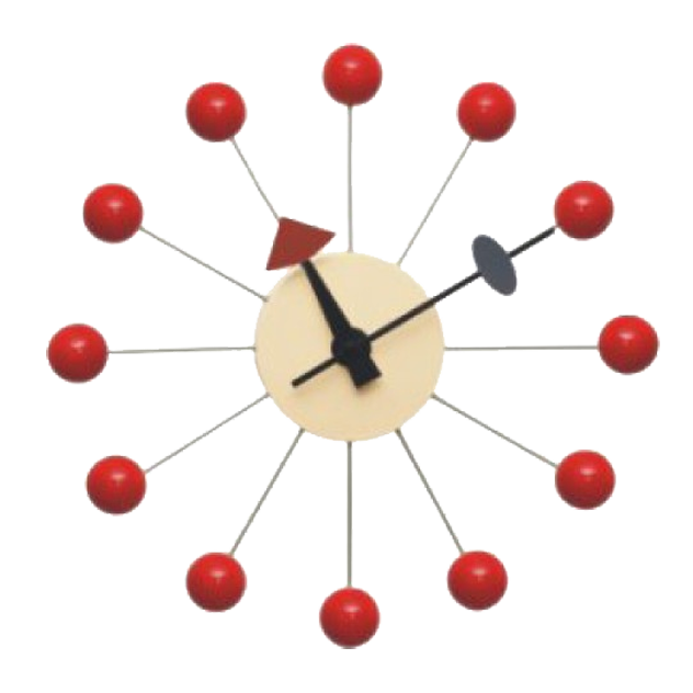 George Nelson style, Wandklok Ball Klok rood