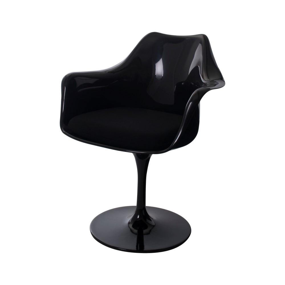 Eero Saarinen style, Eetkamerstoel Tulip stoel met armleuning zwart zwart