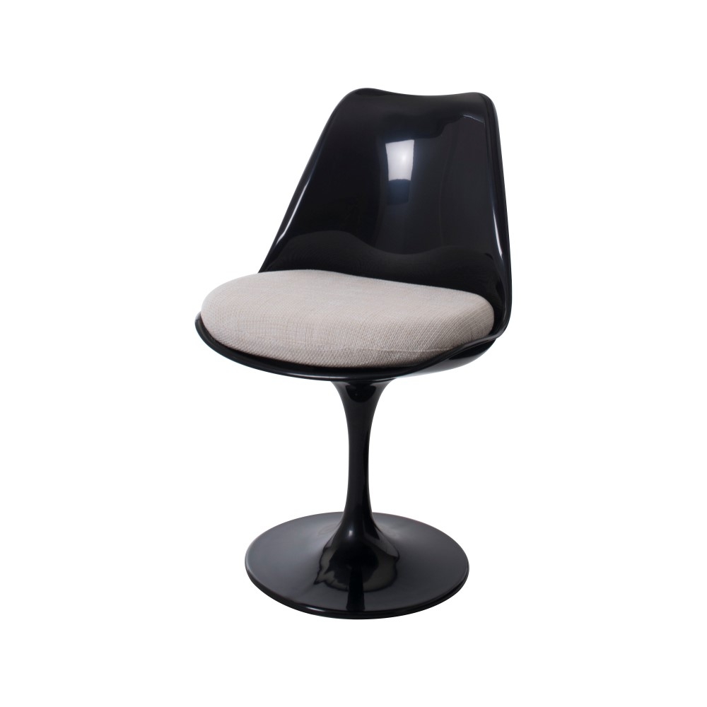 Eero Saarinen style, Eetkamerstoel Tulip stoel Zonder armleuning zwart beige