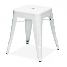 Xavier Pauchard style, Kruk Tolix style barkruk 48cm glanzend wit