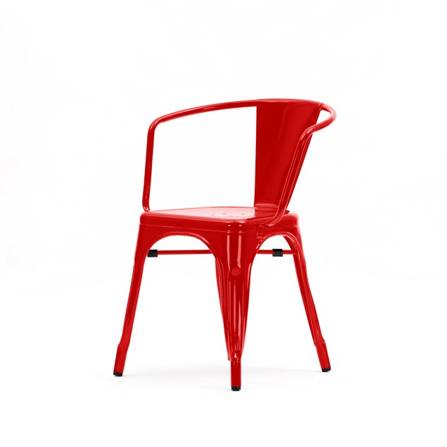 Xavier Pauchard style, Eetkamerstoel Tuinstoel in Tolix-stijl glanzend rood