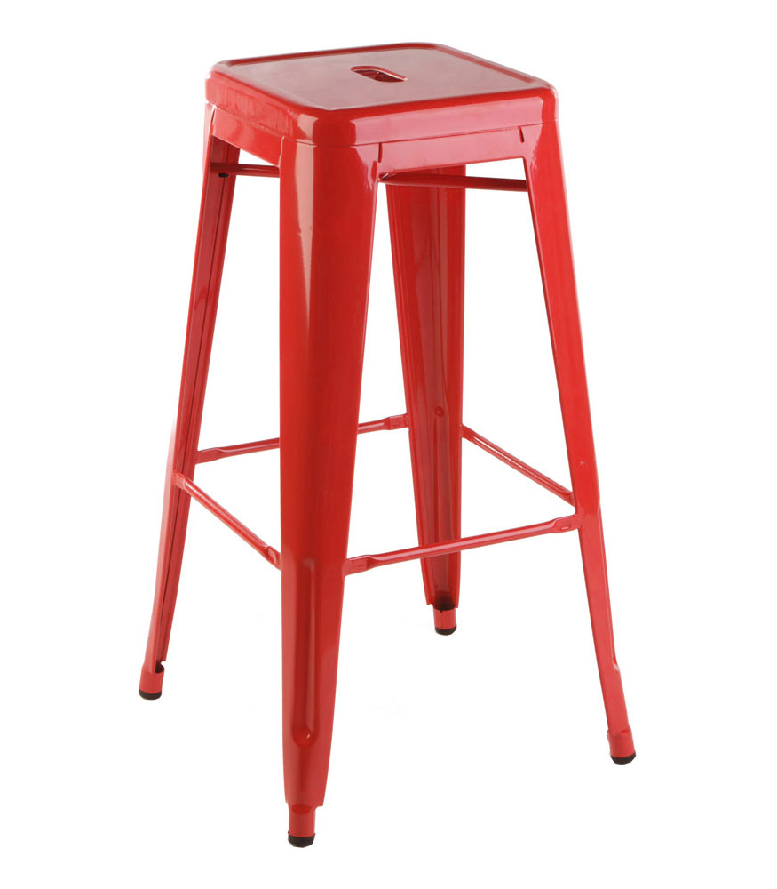 Xavier Pauchard style, Barkruk Tolix style barkruk 77cm glanzend rood